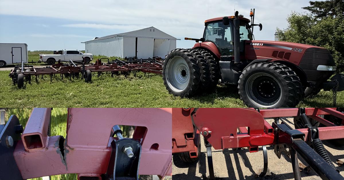Aerial tractor and field equipment in operation