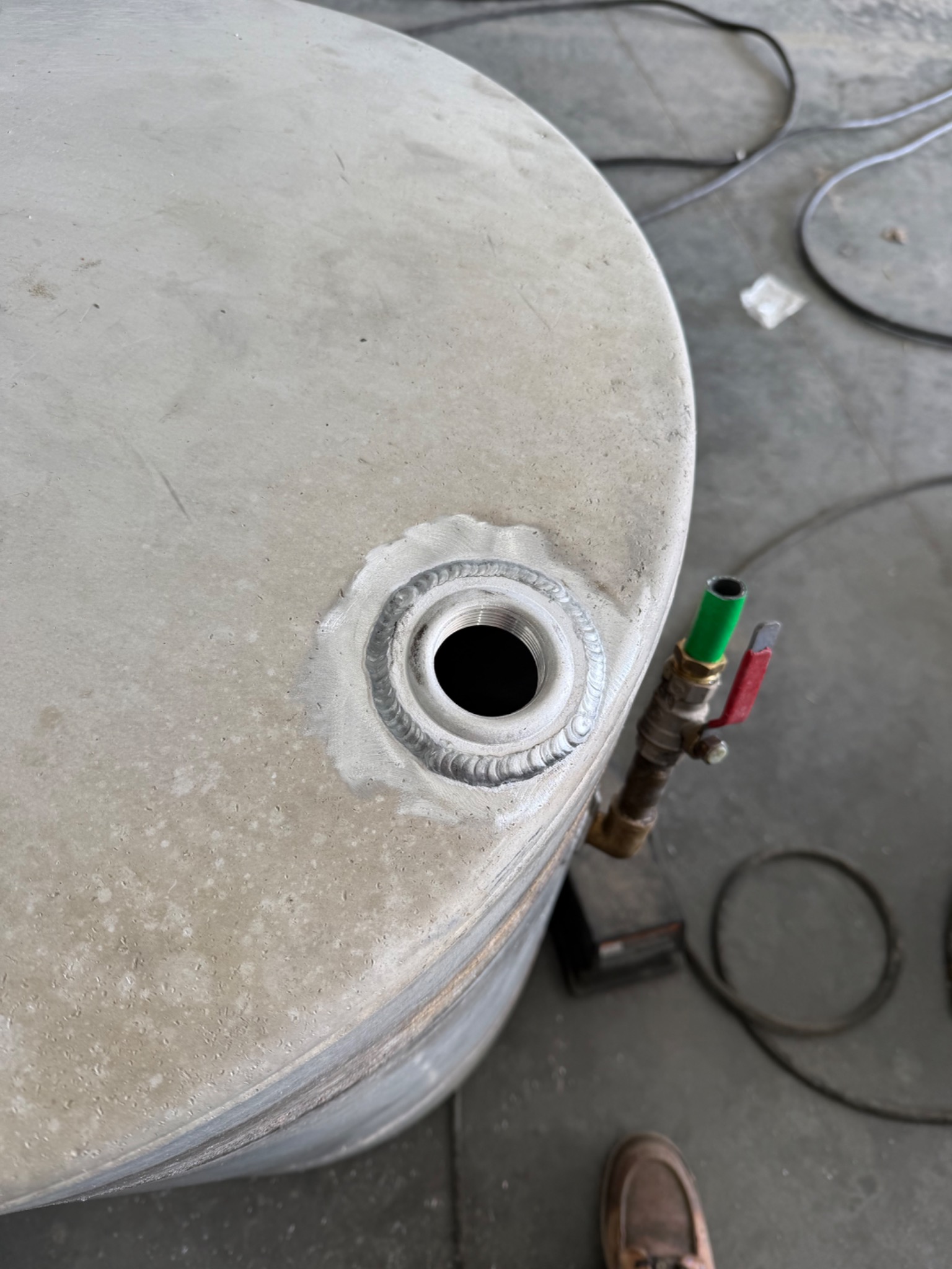 Field welding setup with tractor and cultivator